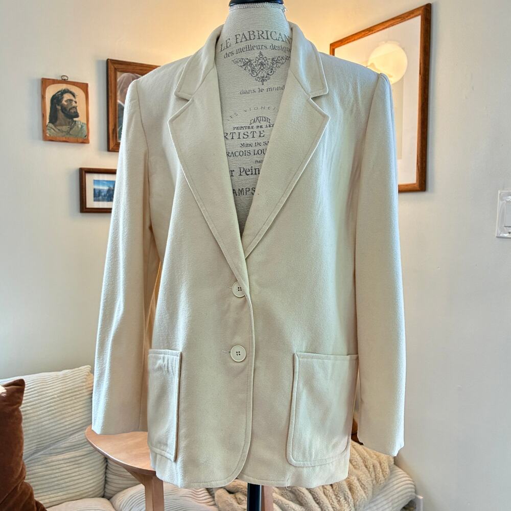 Vintage A.J. Reed Cream Blazer Jacket Cream Button Patch Pocket Size 14 (Medium)